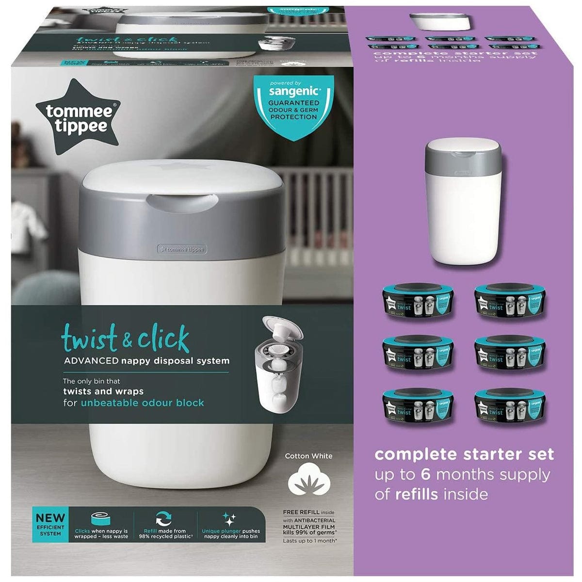 Tommee Tippee Twist Click Starter Kit Tub Cassettes